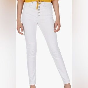 NUMERO White High-Waisted HIGH-RISE
EXPOSED-BUTTON SKINNY JEANS Size 29/8